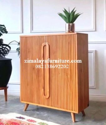 Rak Sepatu Jati Minimalis Pintu Salur